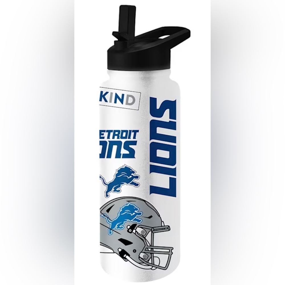 BNWT Detroit Lions 34 oz Stainless Steel Water Bottle with Flip Top Lid